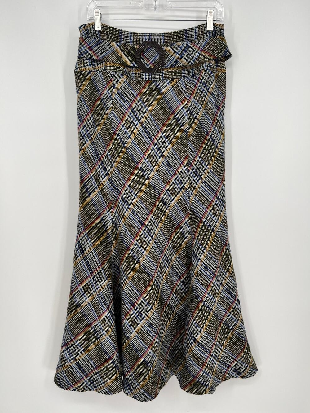 Vtg Chadwick’s Wool Blend Flared Skirt Women 10 Long Multicolor Plaid Check READ